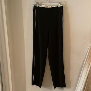 Gorgeous Maev Track Pants, black with white stripes and white ruffle waistband